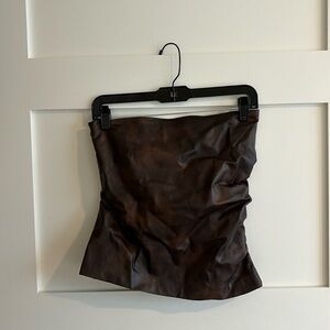 Zara Strapless faux leather top NWT size medium